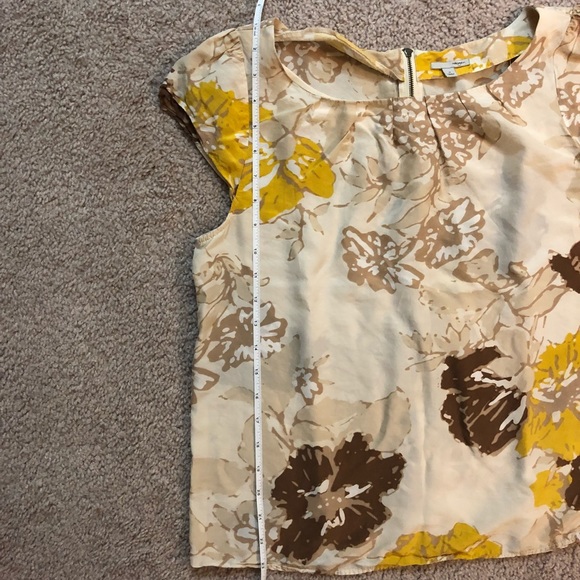 Halogen yellow brown flower capsleeve Top Sz med - Picture 7 of 7